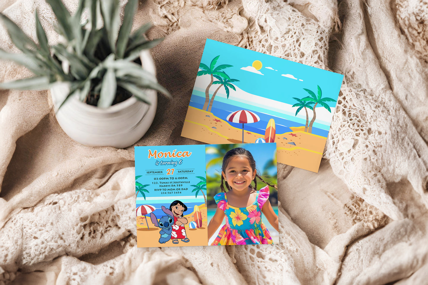 Lilo & Stitch Photo Birthday Invitation Template, Printable Photo Invitation, Girl Birthday, Evite, Digital Invite, 0099