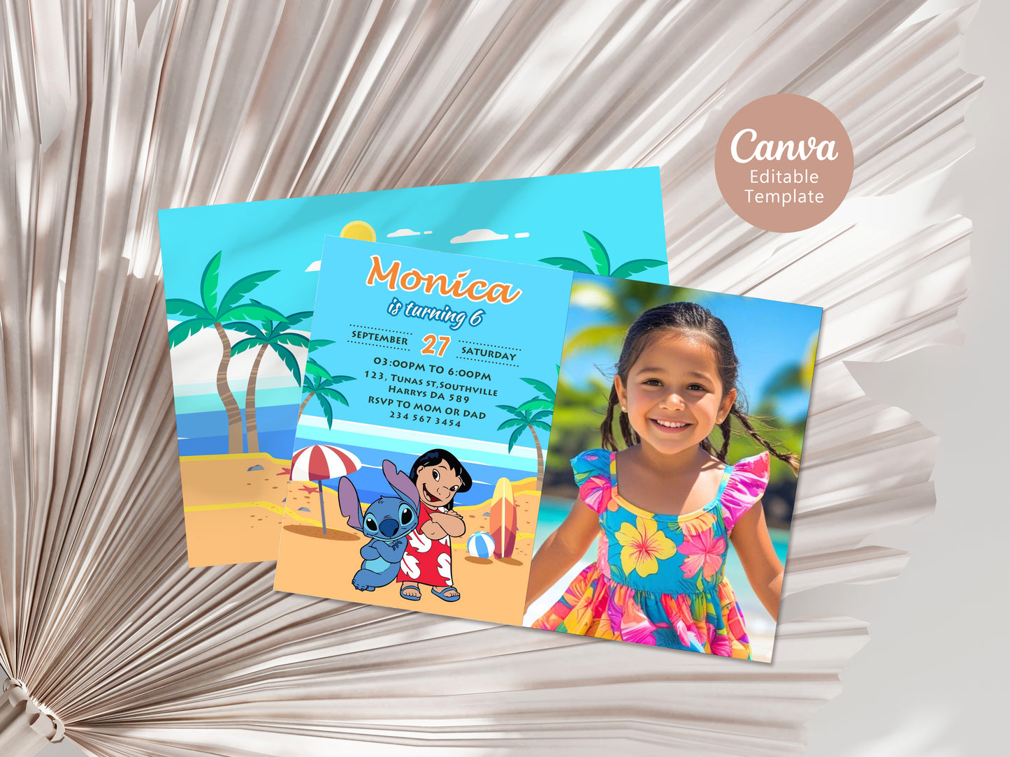 Lilo & Stitch Photo Birthday Invitation Template, Printable Photo Invitation, Girl Birthday, Evite, Digital Invite, 0099