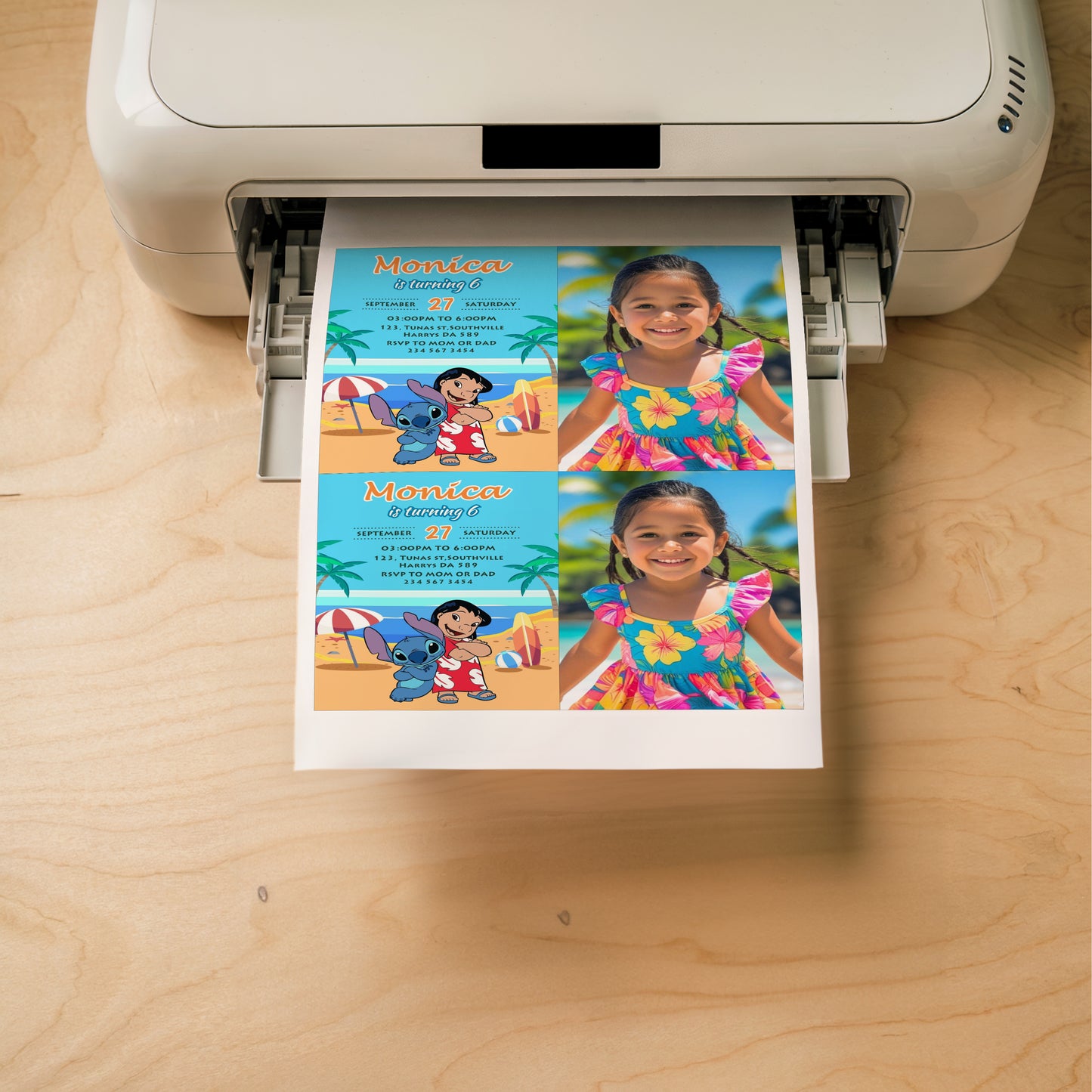 Lilo & Stitch Photo Birthday Invitation Template, Printable Photo Invitation, Girl Birthday, Evite, Digital Invite, 0099