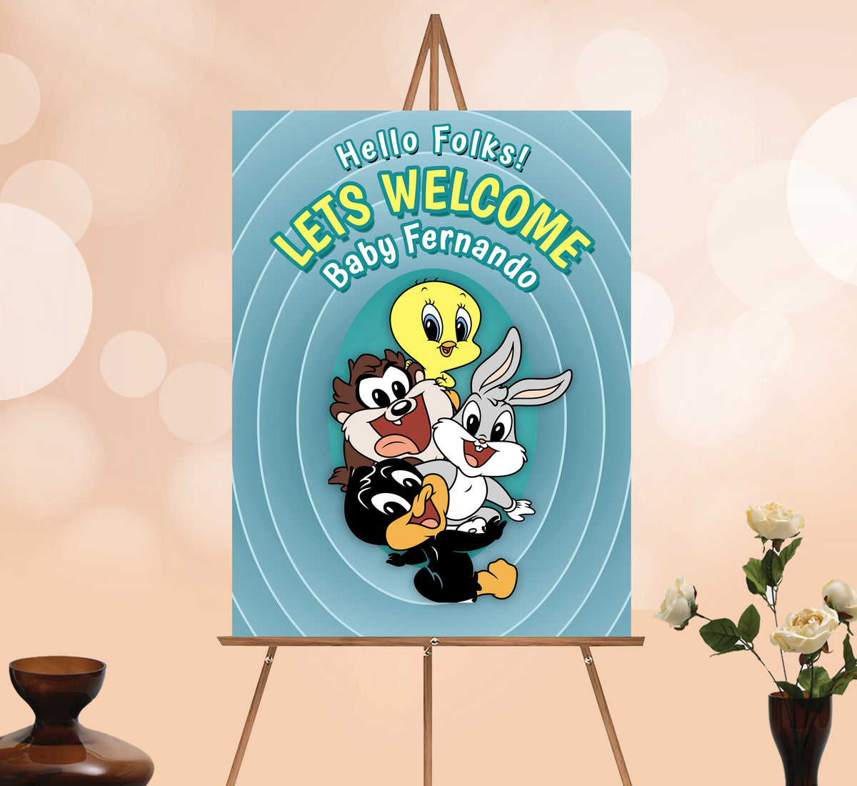 Looney Toons Welcome Sign, Printable Sign Board, Boy Birthday, Digital Download, Edit yourself, Corjl 0022A