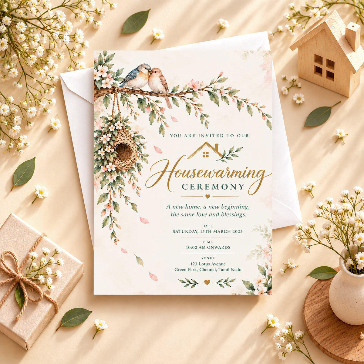 Love Birds Housewarming Invitation | Digital & Printed