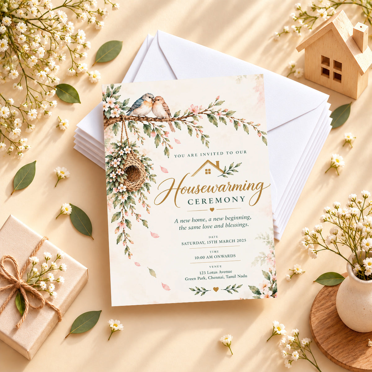 Love Birds Housewarming Invitation | Digital & Printed
