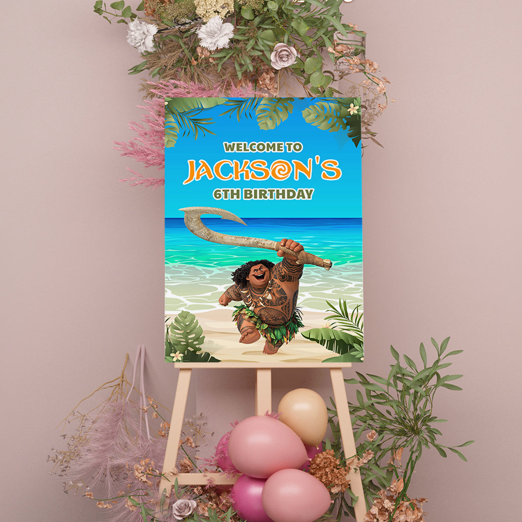 Maui Welcome Sign, Printable Sign Board, Boy Birthday, Digital Download, Edit yourself, Corjl 0295