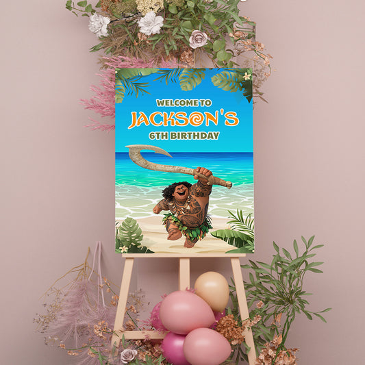 Maui Welcome Sign, Printable Sign Board, Boy Birthday, Digital Download, Edit yourself, Corjl 0295