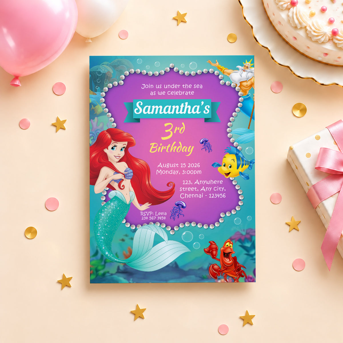 Mermaid Birthday Invitation | Digital & Printed
