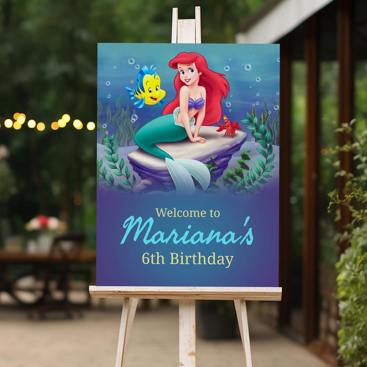 Mermaid Welcome Sign, Printable Sign Board, Girl Birthday, Digital Download, Edit yourself, Corjl 0146