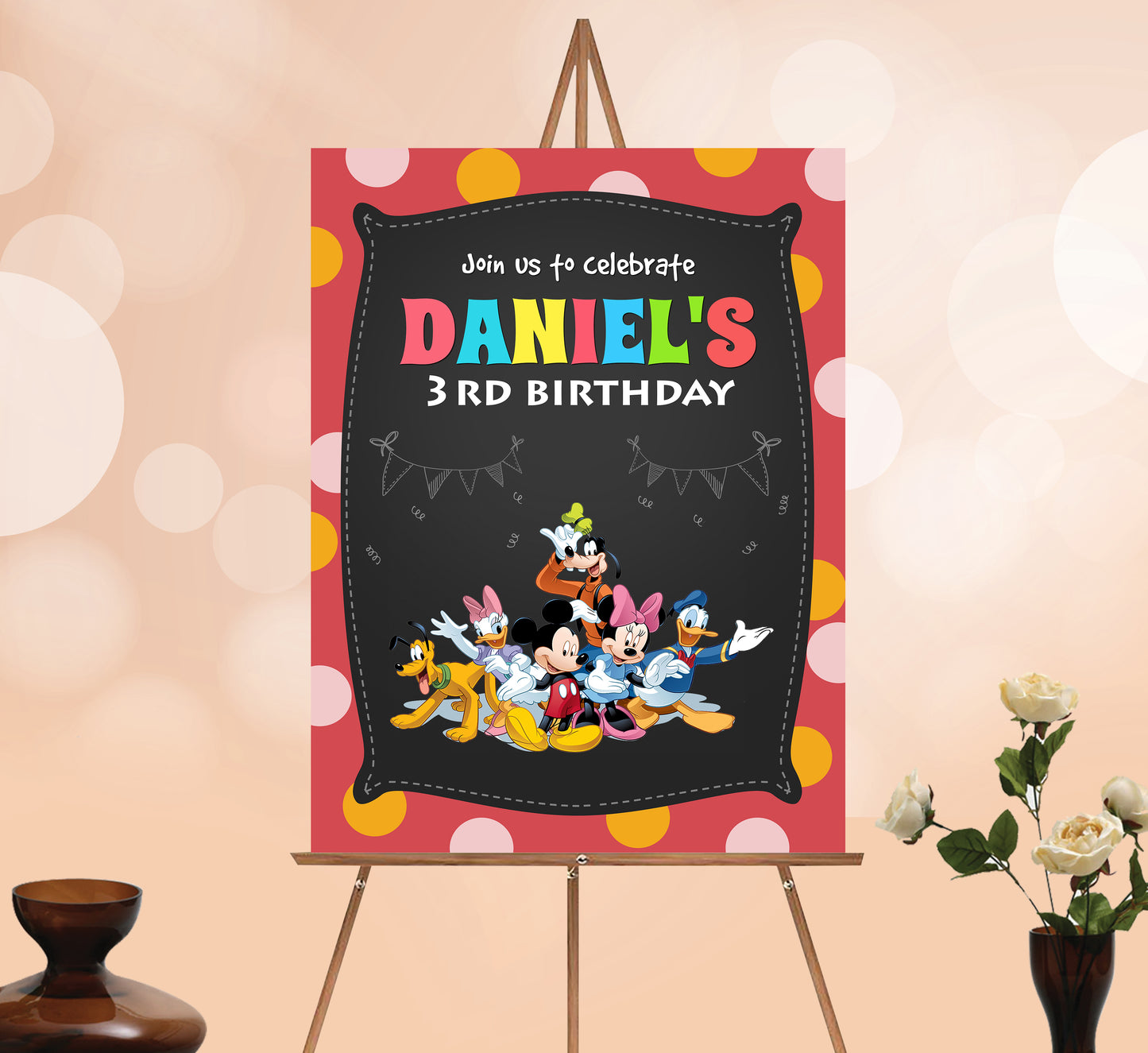 Mickey Mouse Boy Welcome Sign, Printable Sign Board, Boy Birthday, Digital Download, Edit yourself, Corjl 0041