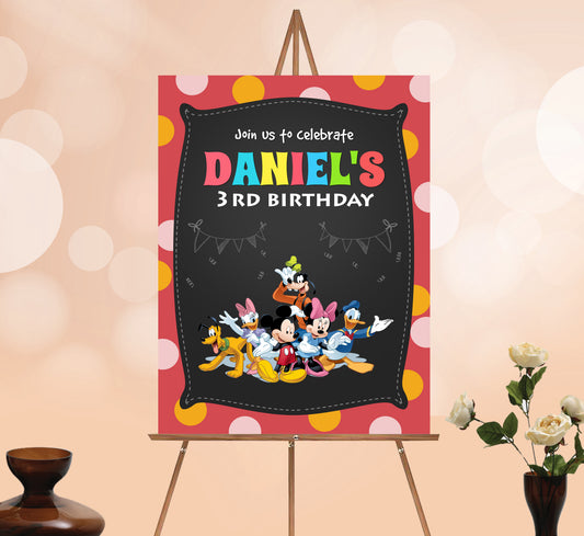 Mickey Mouse Boy Welcome Sign, Printable Sign Board, Boy Birthday, Digital Download, Edit yourself, Corjl 0041