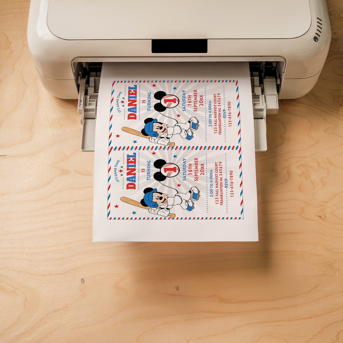 Mickey Baseball Blue Birthday Invitation Template, Printable Invitation, Boy Birthday, Evite, Digital Invite 0643