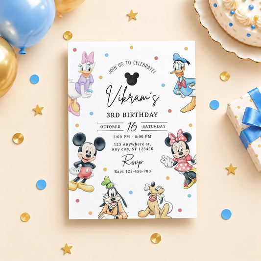 Mickey Mouse and Friends Birthday Invitation | Digital & Printed