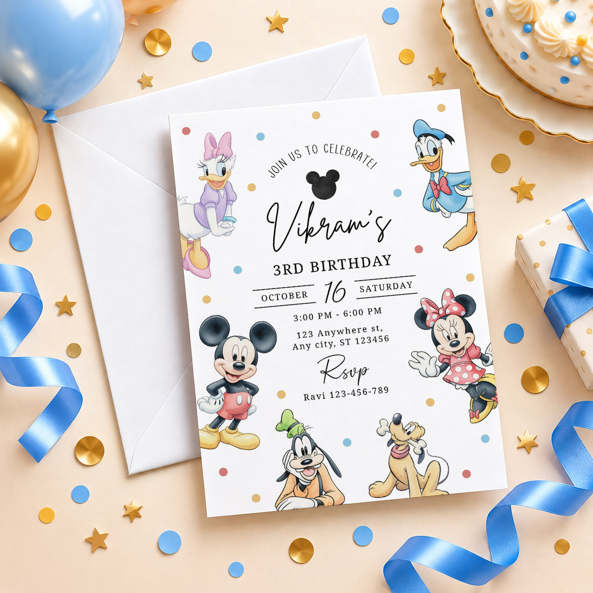 Mickey Mouse and Friends Birthday Invitation | Digital & Printed