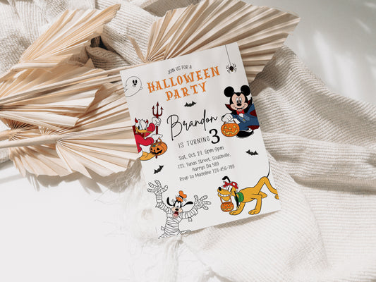 Halloween Birthday Party Invitation | Mickey Mouse and Friends | Spooky Instant Download Invitation | Halloween Digital Invite 0645