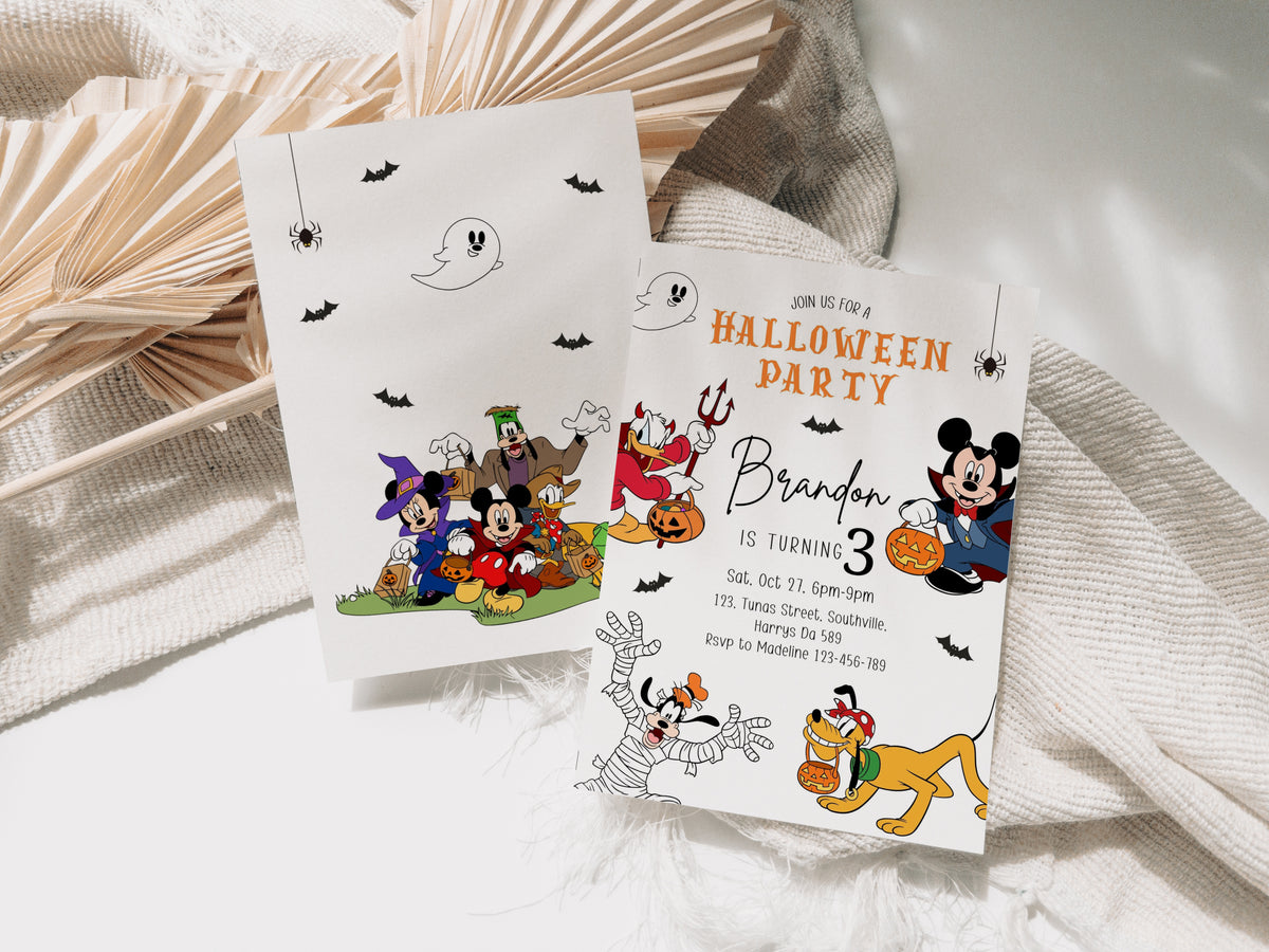 Halloween Birthday Party Invitation | Mickey Mouse and Friends | Spooky Instant Download Invitation | Halloween Digital Invite 0645