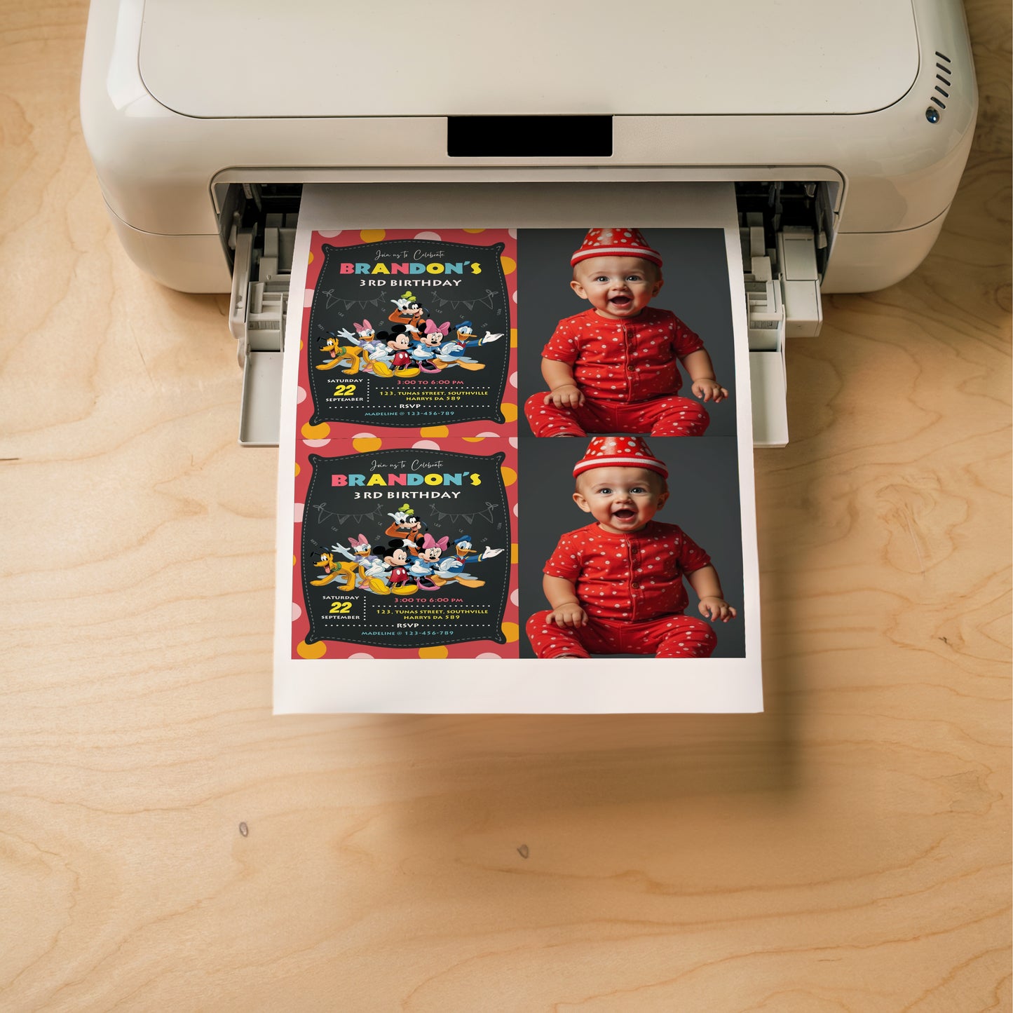 Mickey Mouse Boy Photo Birthday Invitation Template, Printable Photo Invitation, Boy Birthday, Evite, Digital Invite, 0041