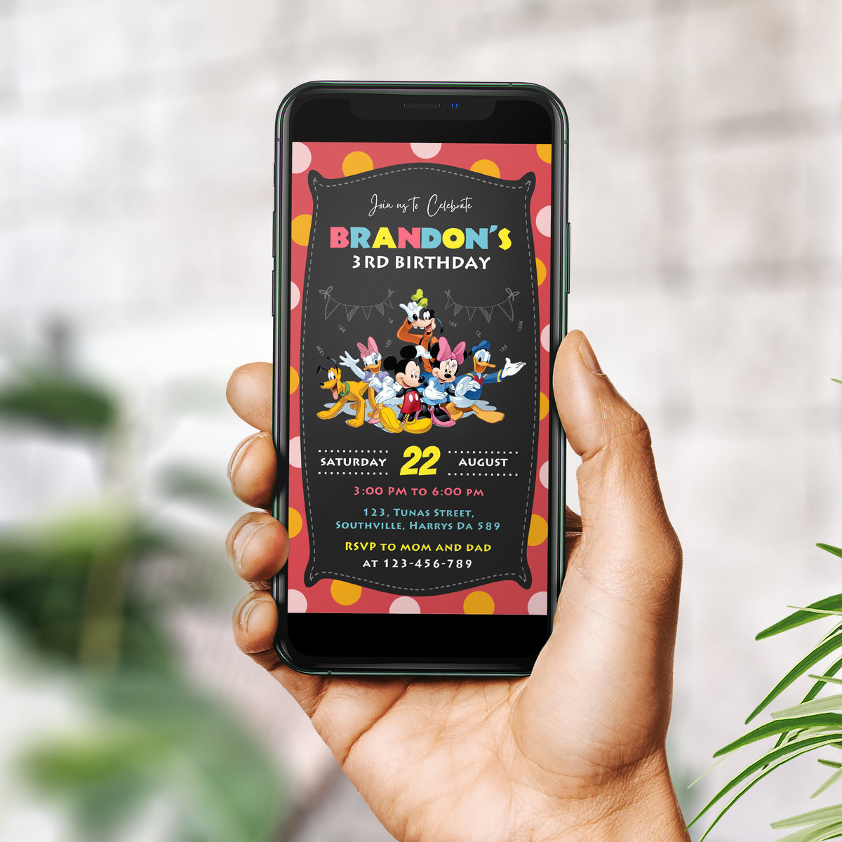 Mickey Mouse Boy Birthday Invitation Template, Boy Birthday, Evite, Digital Invite, 0041