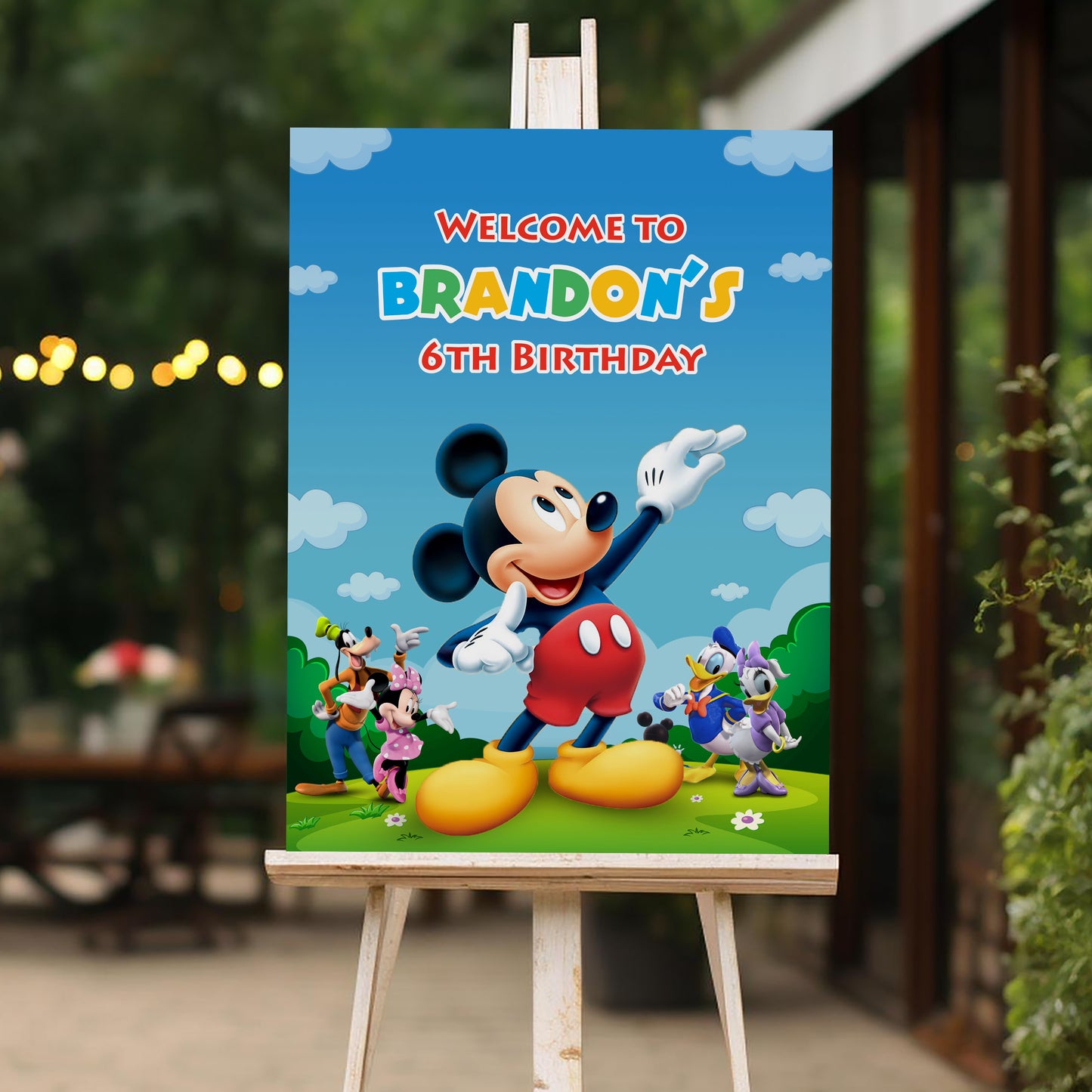 Mickey Welcome Sign, Printable Sign Board, Boy Birthday, Digital Download, Edit yourself, Corjl 0151