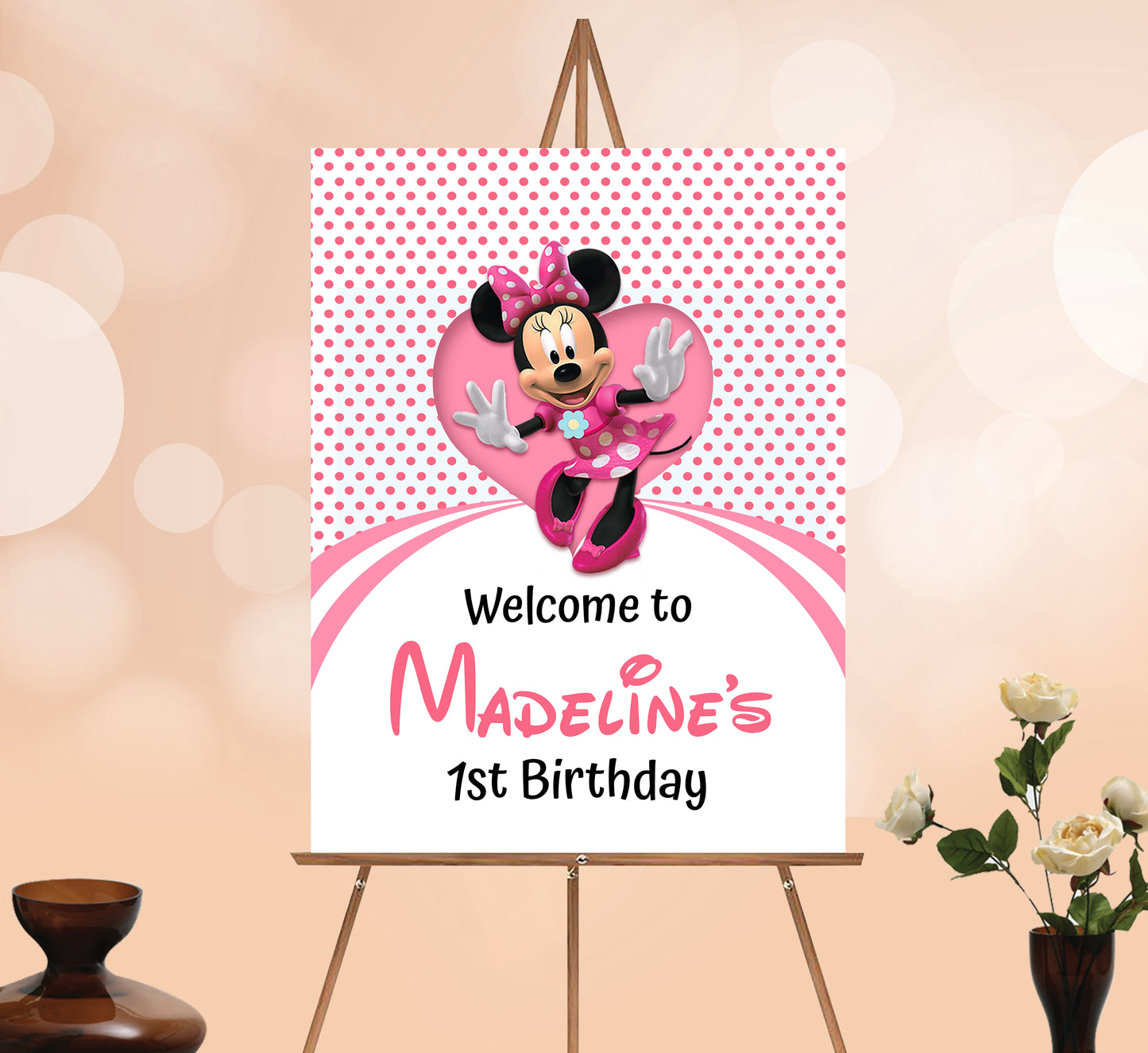 Minnie Mouse Welcome Sign, Printable Sign Board, Boy Birthday, Digital Download, Edit yourself, Corjl 0036