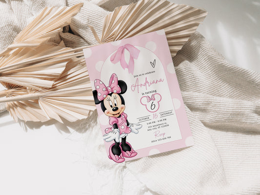 Minnie Birthday Invitation, Boho Minnie Invite Template, Birthday Template, Minnie Birthday Invite 0747
