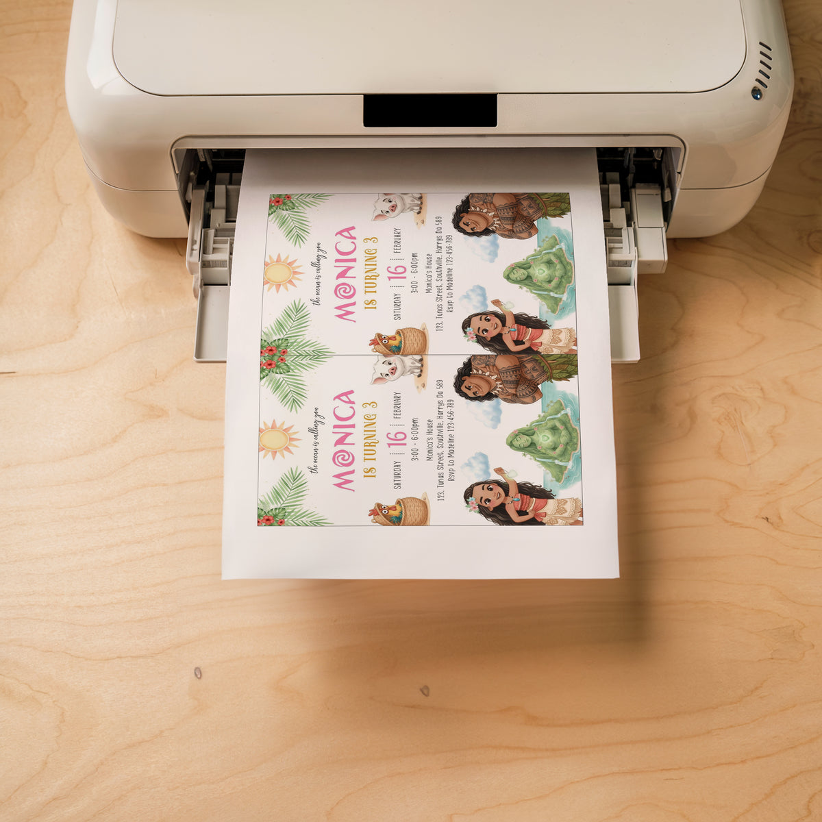 Moana Birthday Invitation Template, Printable Invitation, Girl Birthday, Evite, Digital Invite, Edit yourself 0679