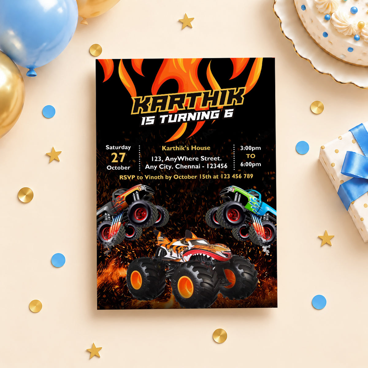 Monster Truck Birthday Invitation | Digital & Printed