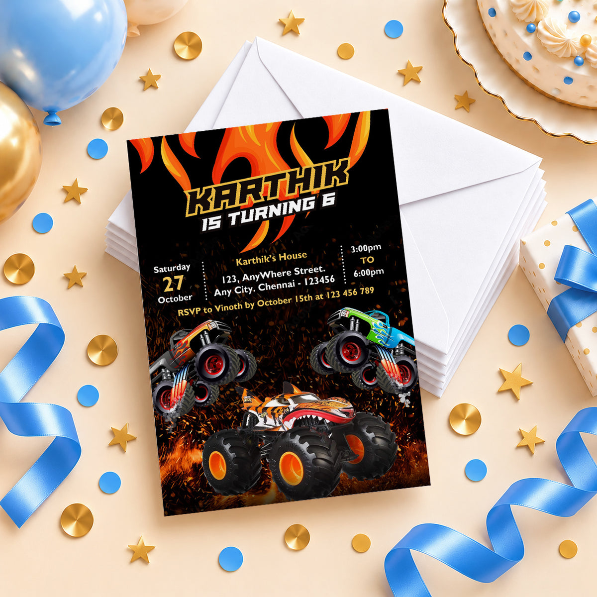Monster Truck Birthday Invitation | Digital & Printed