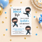 Ninja Boy Blue Birthday Invitation | Digital & Printed