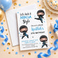 Ninja Boy Blue Birthday Invitation | Digital & Printed