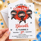 Ninja Boy Red Birthday Invitation | Digital & Printed