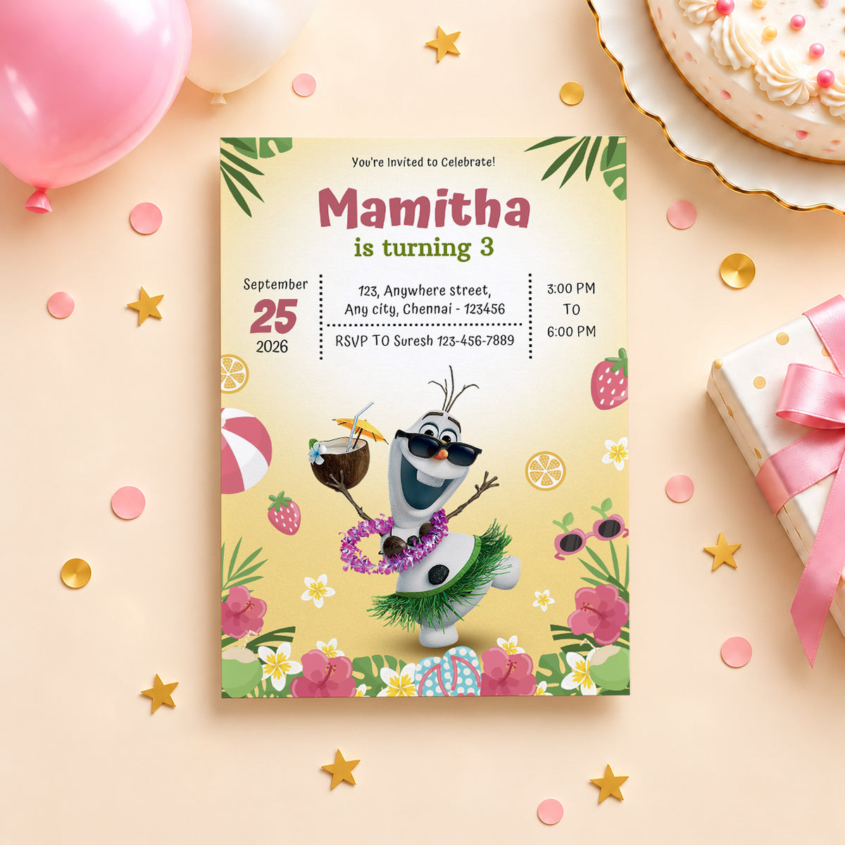 Olaf Birthday Invitation | Digital & Printed
