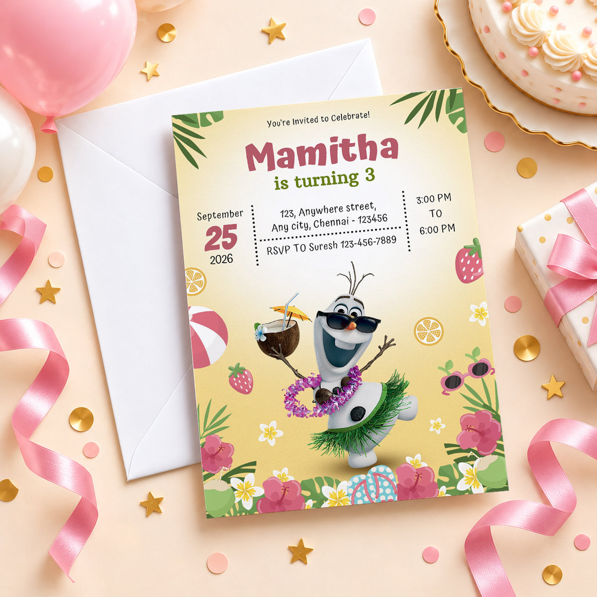 Olaf Birthday Invitation | Digital & Printed