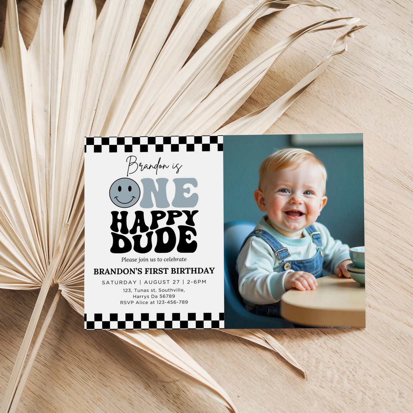 One Happy Dude Birthday Invitation Photo One Happy Dude Editable Birthday Invite One Happy Dude Evite Boys first birthday invitation 0634