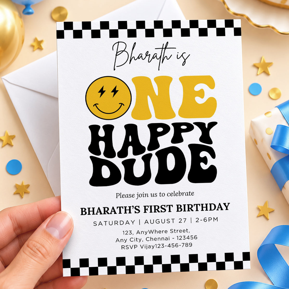 One Happy Dude 1st Birthday Invitation | Digital & Printed