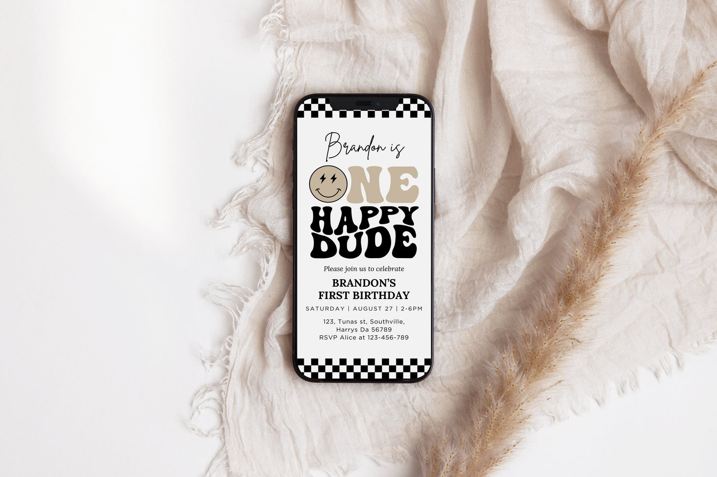 One Happy Dude Birthday Invitation Digital, Editable Birthday Invitation One Happy Dude invite Boys first birthday invitation, Evite, 0515