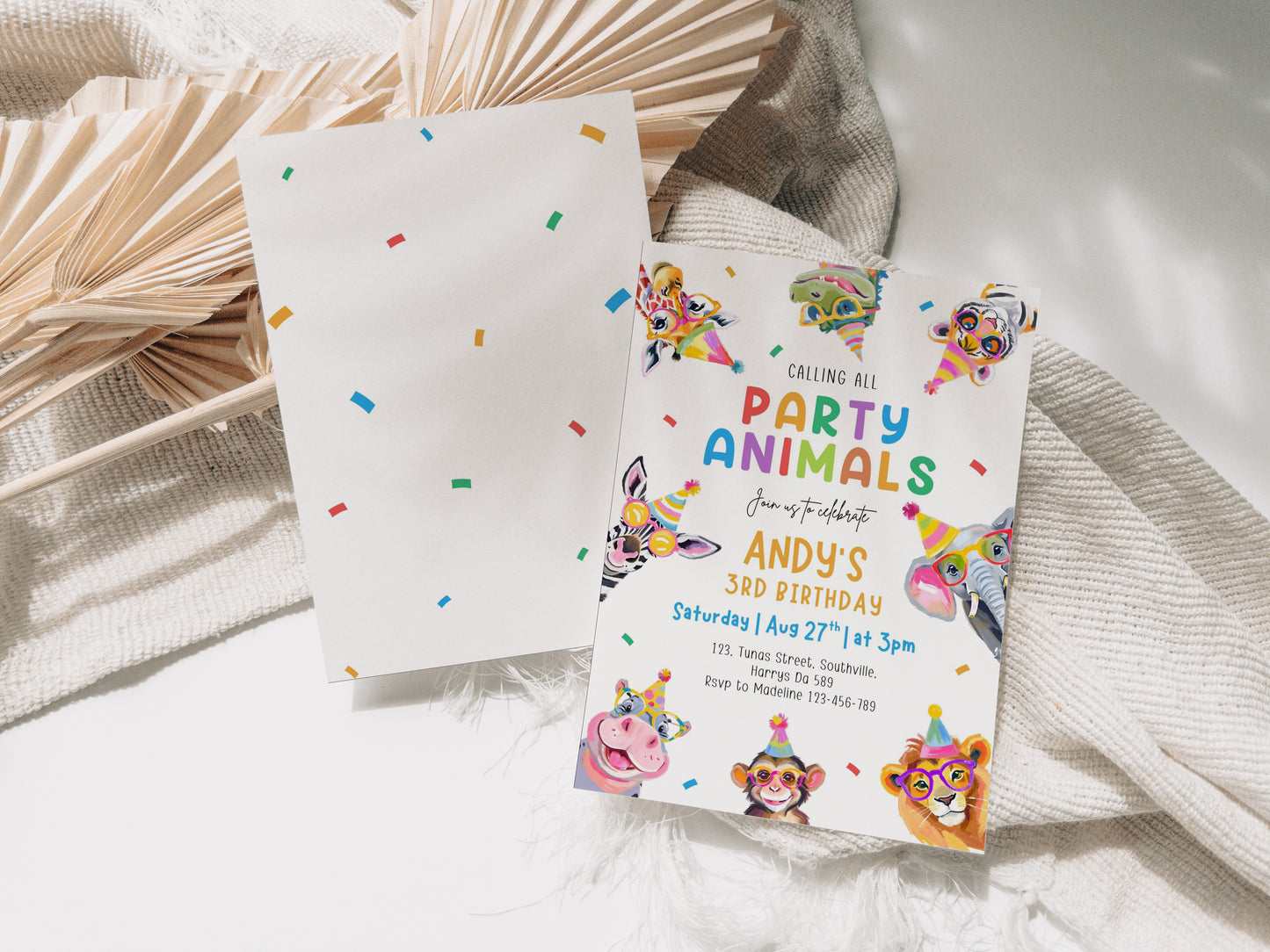 Party Animals Birthday Invitation Template, Printable Invitation, Boy Birthday, Evite, Digital Invite,  - 0704