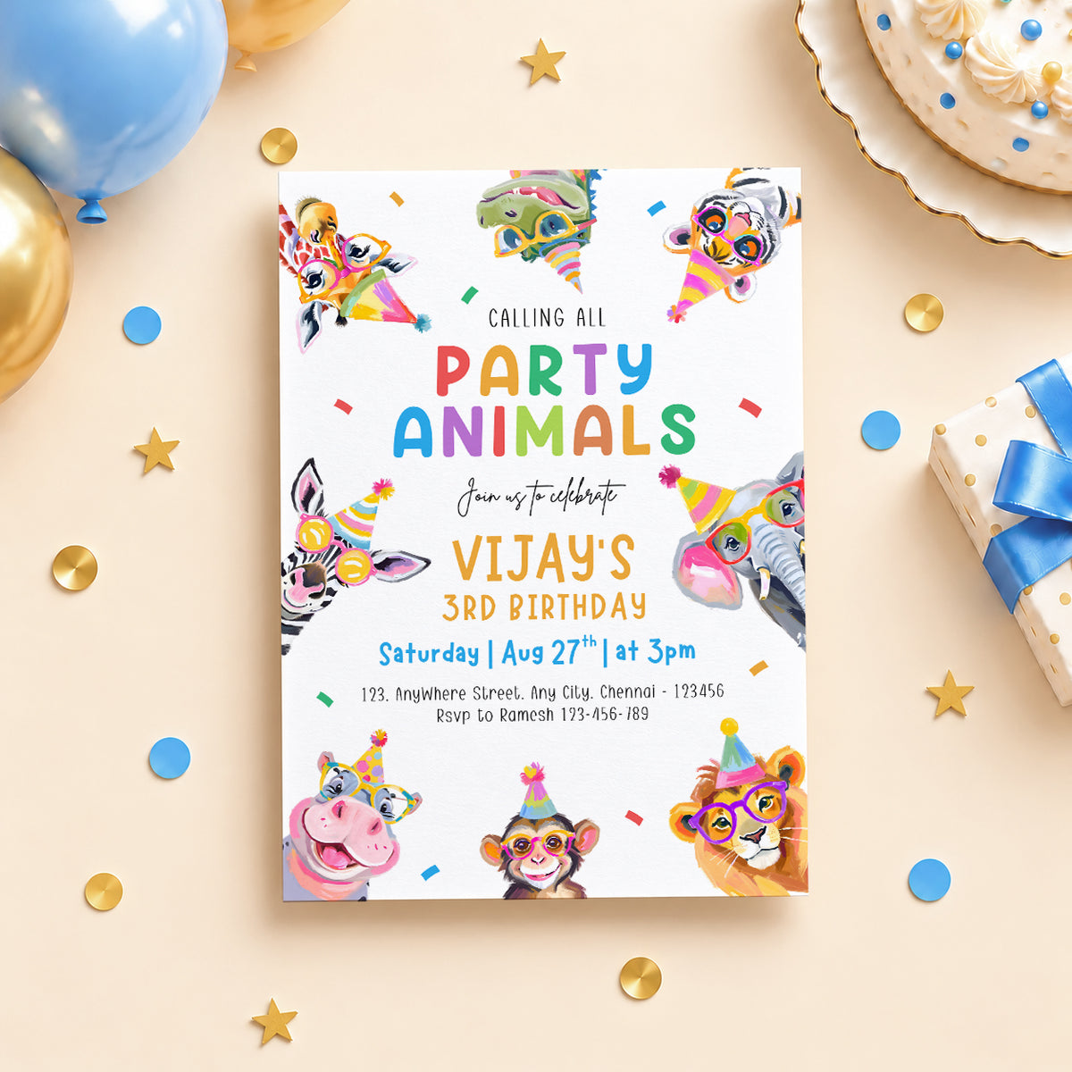 Party Animals Birthday Invitation | Digital & Printed