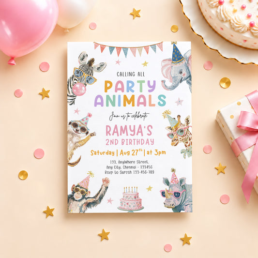 Party Wild Animals Birthday Invitation | Digital & Printed