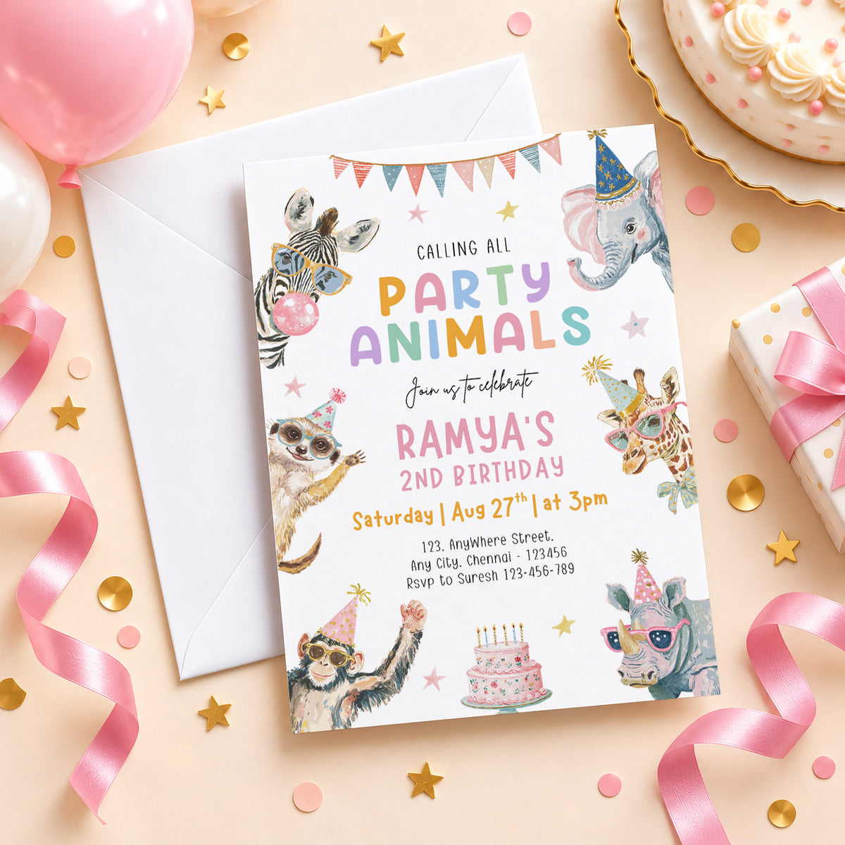 Party Wild Animals Birthday Invitation | Digital & Printed