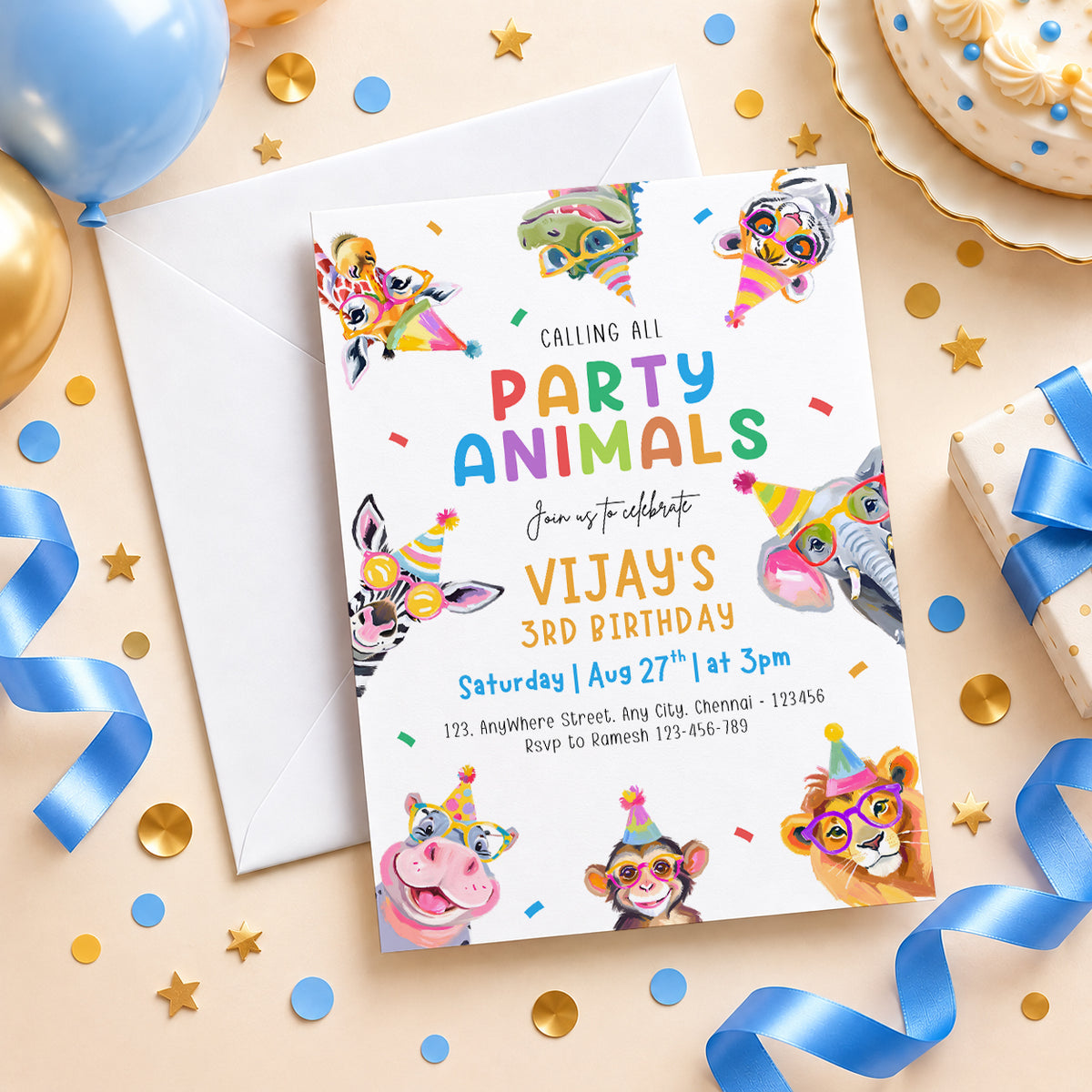 Party Animals Birthday Invitation | Digital & Printed