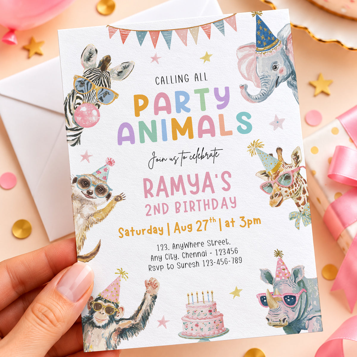 Party Wild Animals Birthday Invitation | Digital & Printed