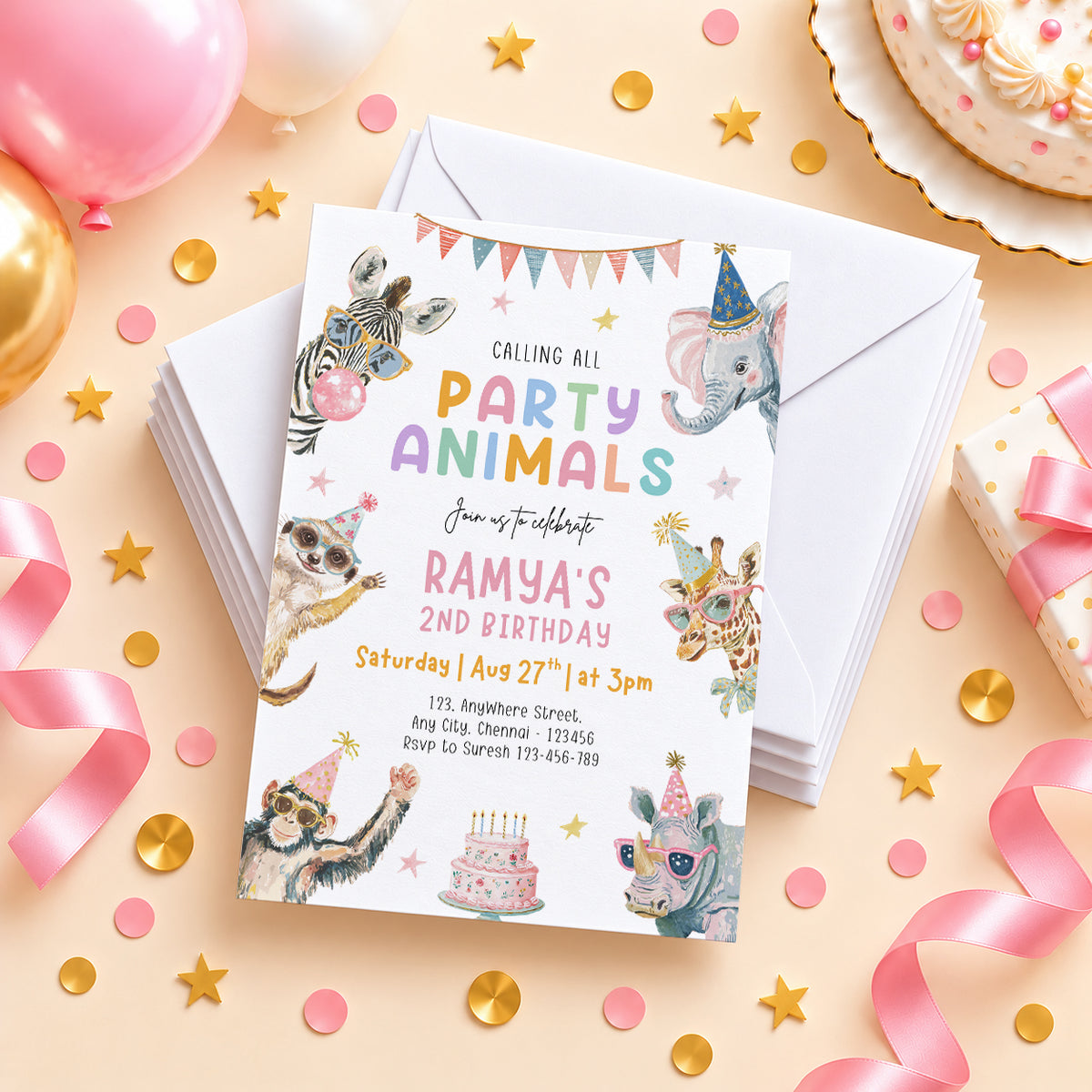 Party Wild Animals Birthday Invitation | Digital & Printed