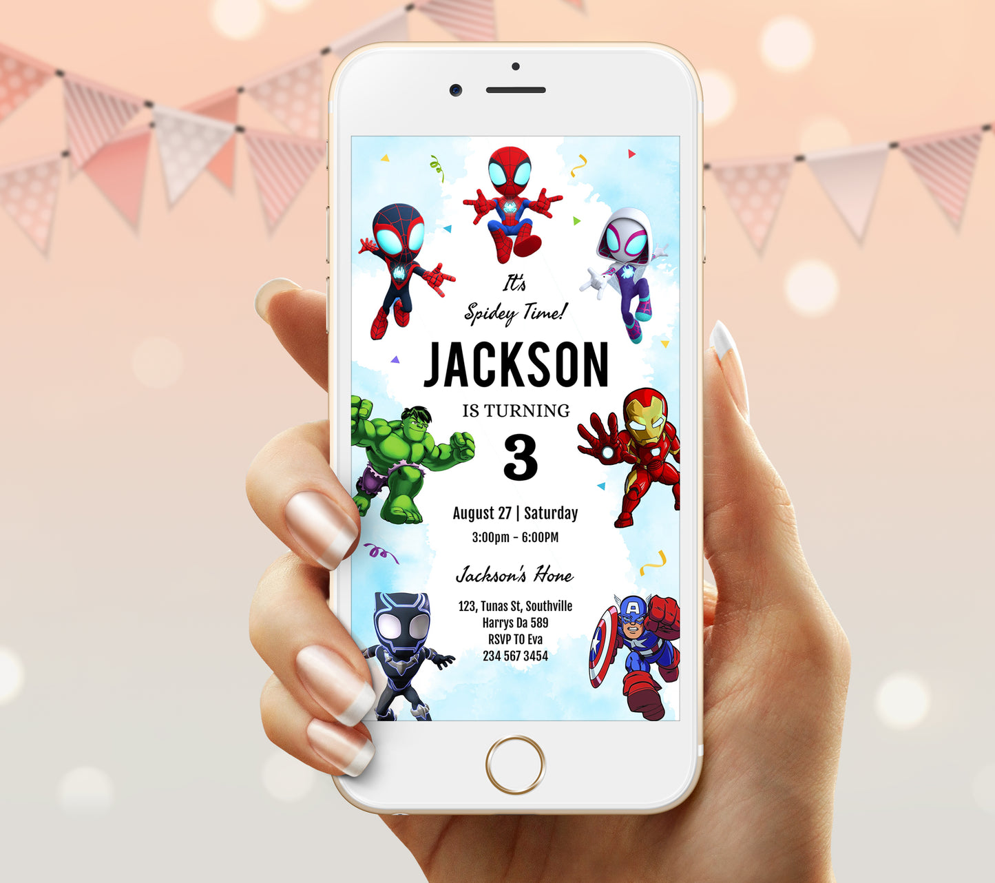 Superhero Birthday Invitation Template, Boy Birthday, Evite, Digital Invite,  0288
