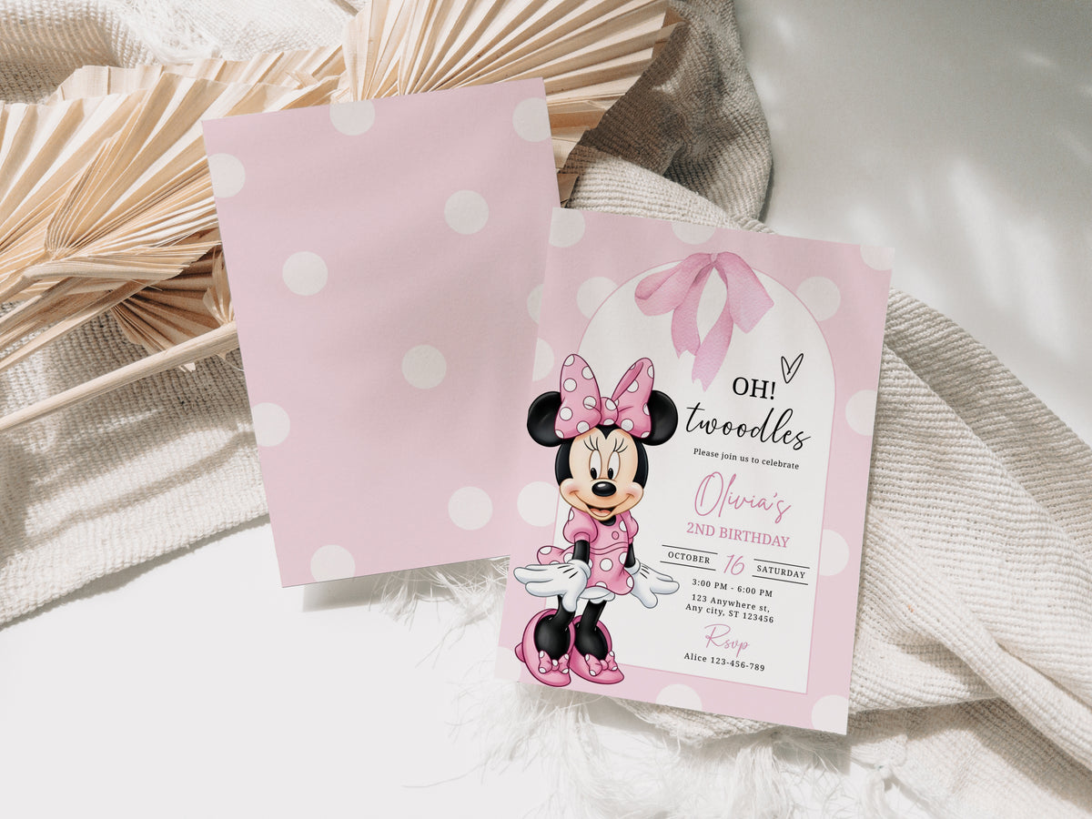 Minnie Birthday Invitation, Boho Minnie Invite Template, Birthday Template, Minnie Birthday Invite 0714