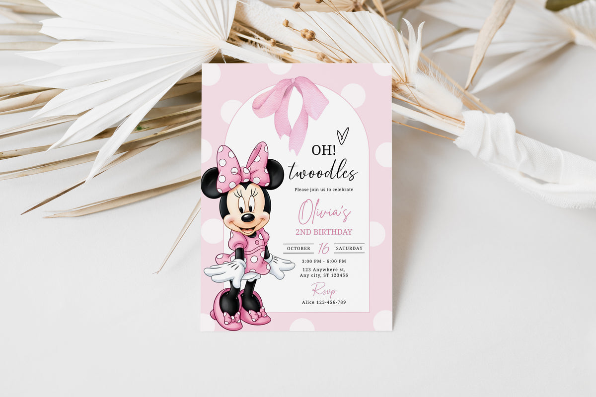 Minnie Birthday Invitation, Boho Minnie Invite Template, Birthday Template, Minnie Birthday Invite 0714