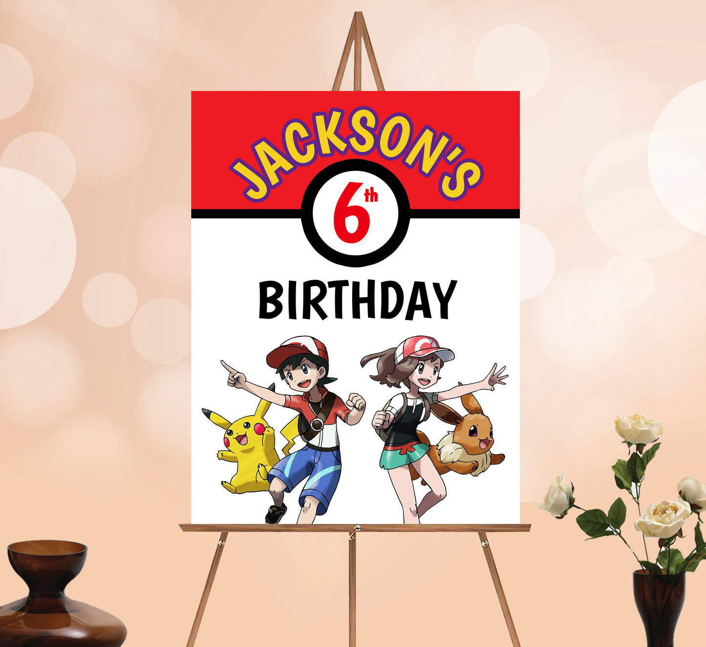 Pokemon Welcome Sign, Printable Sign Board, Boy Birthday, Digital Download, Edit yourself, Corjl 0137