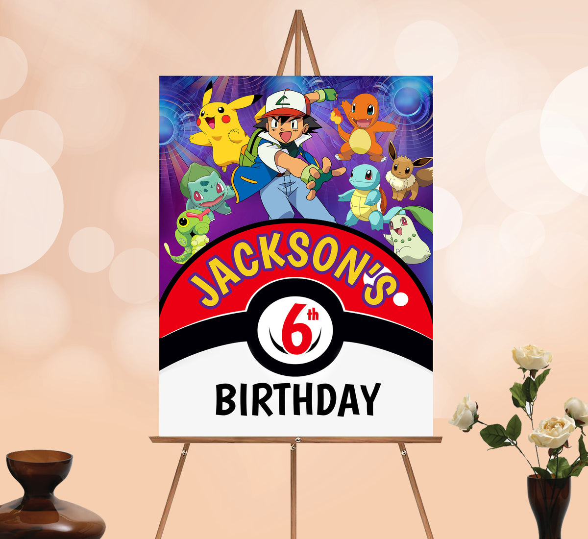 Pokemon Welcome Sign, Printable Sign Board, Boy Birthday, Digital Download, Edit yourself, Corjl 0023