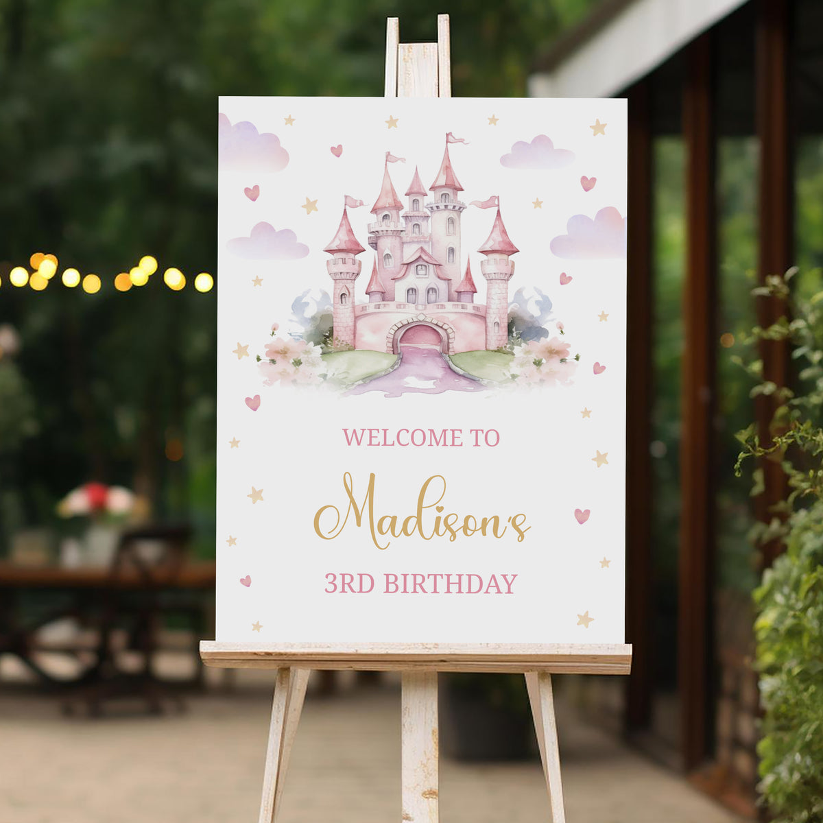Princess Welcome Sign, Printable Sign Board, Girl Birthday, Digital Download, Edit yourself, Corjl 0290