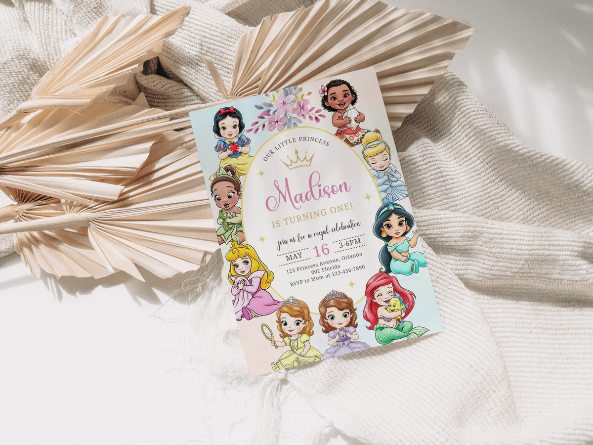 Editable Princess Invitation, Royal Princess 1st Birthday Invite, Girl Princess Theme, Princess Party Invite Digital Download, Evite 0666