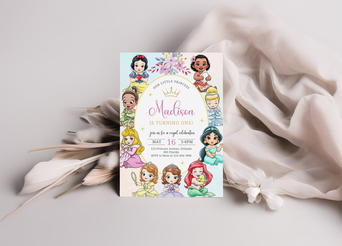 Editable Princess Invitation, Royal Princess 1st Birthday Invite, Girl Princess Theme, Princess Party Invite Digital Download, Evite 0666