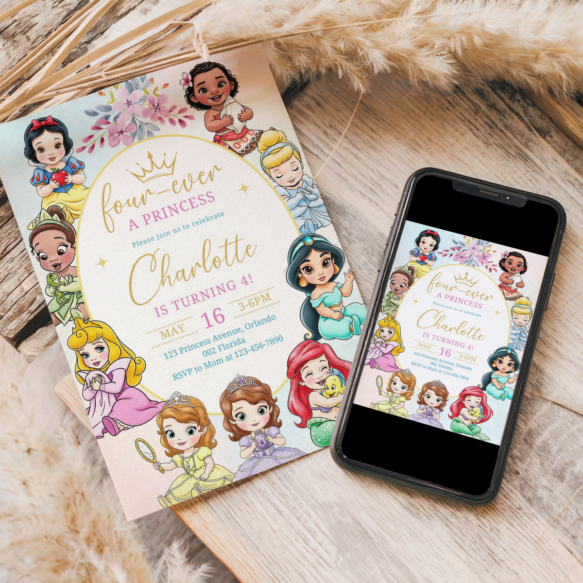 Editable Princess Invitation, Royal Princess 1st Birthday Invite, Girl Princess Theme, Princess Party Invite Digital Download, Evite 0665