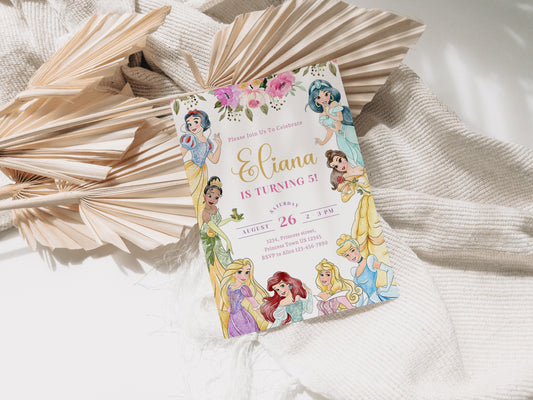 Princess Birthday Invitation Template, Printable Invitation, Girl Birthday, Evite, Digital Invite, - 0722